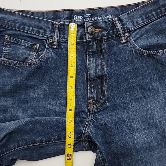 Gap 1969 Boot Cut Dark Wash Denim Blue Jeans Fade 100% Cotton Size 33/32 - Picture 14 of 15